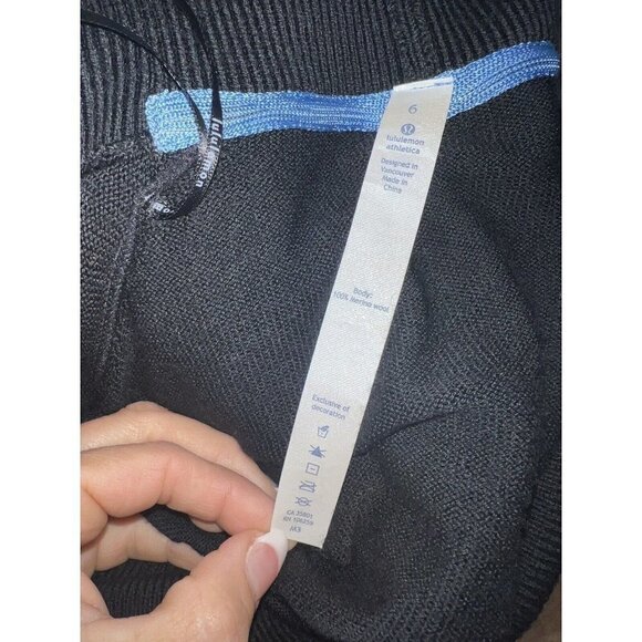 LULULEMON Black Knit 100% Merino Wool Sweater MINT Tie Cinch Waist (C1) - Picture 9 of 9